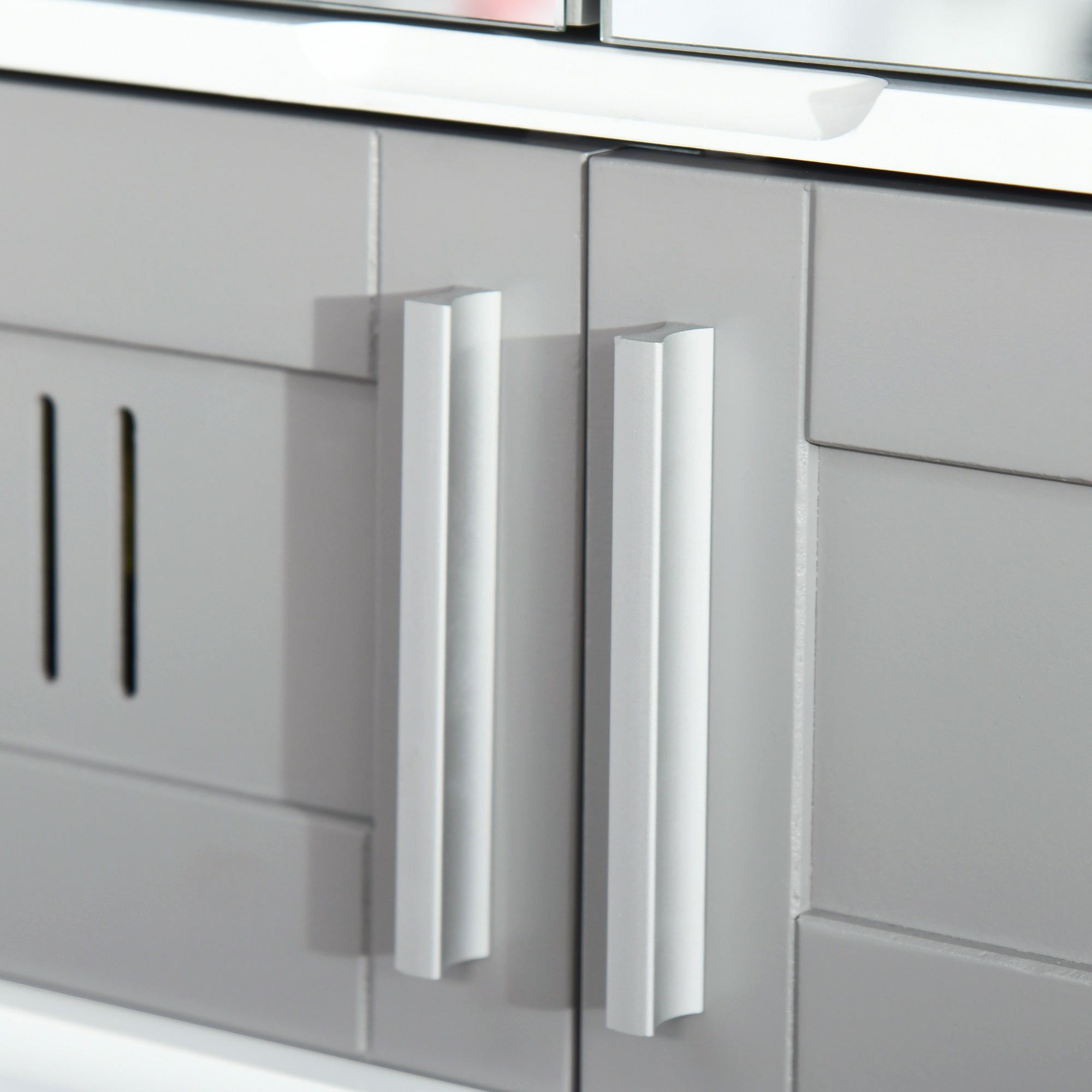 kleankin Bathroom Mirror Cabinet, Wall Mounted Storage Cupboard with Double Doors and Adjustable Shelf, Bathroom Organizer, Grey 