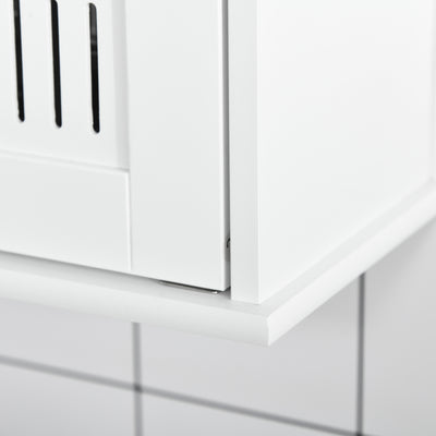 kleankin Bathroom Mirror Cabinet, Wall Mounted Storage Cupboard with Double Doors and Adjustable Shelf, Bathroom Organizer, White 