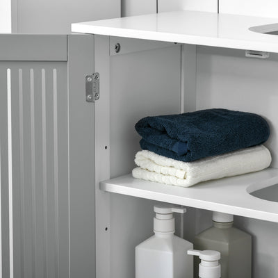 kleankin Modern Under Sink Cabinet with 2 Doors, Bathroom Vanity Unit, Pedestal Under Sink Design, Storage Cupboard with Adjustable Shelves, Grey 
