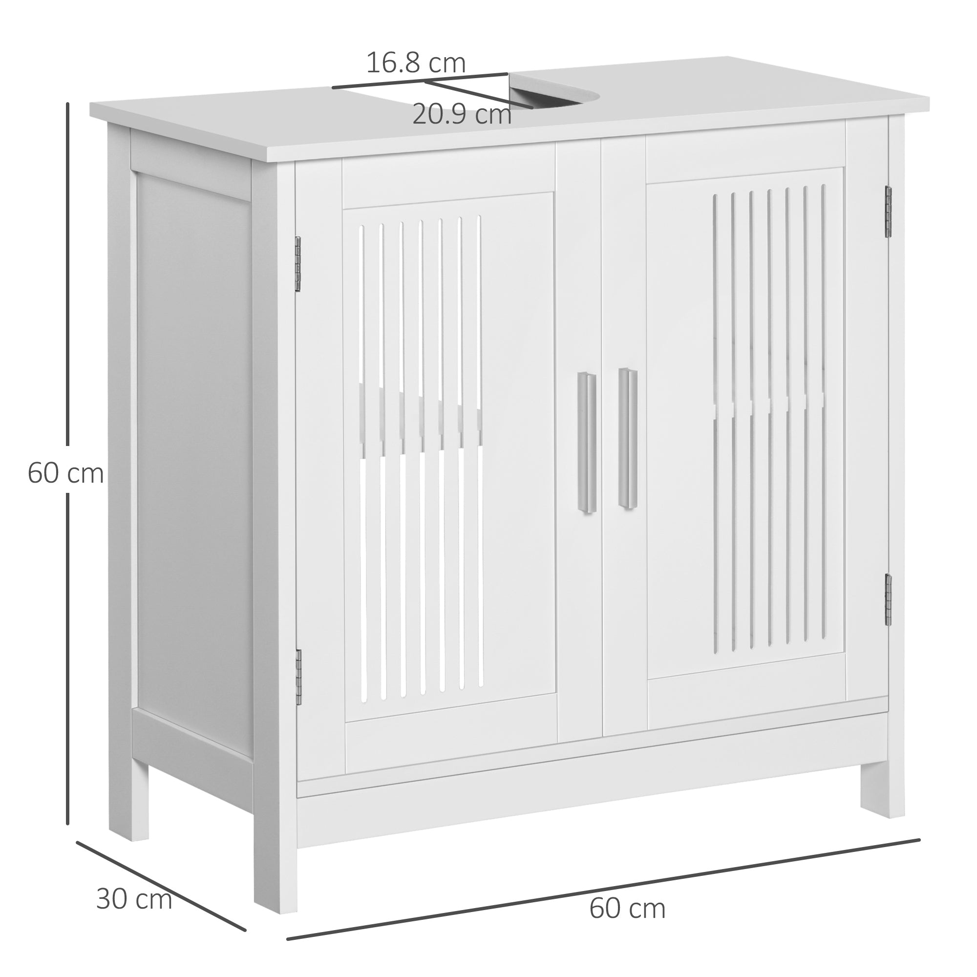 kleankin Modern Under Sink Cabinet with 2 Doors, Bathroom Vanity Unit, Pedestal Under Sink Design, Storage Cupboard with Adjustable Shelves, White 