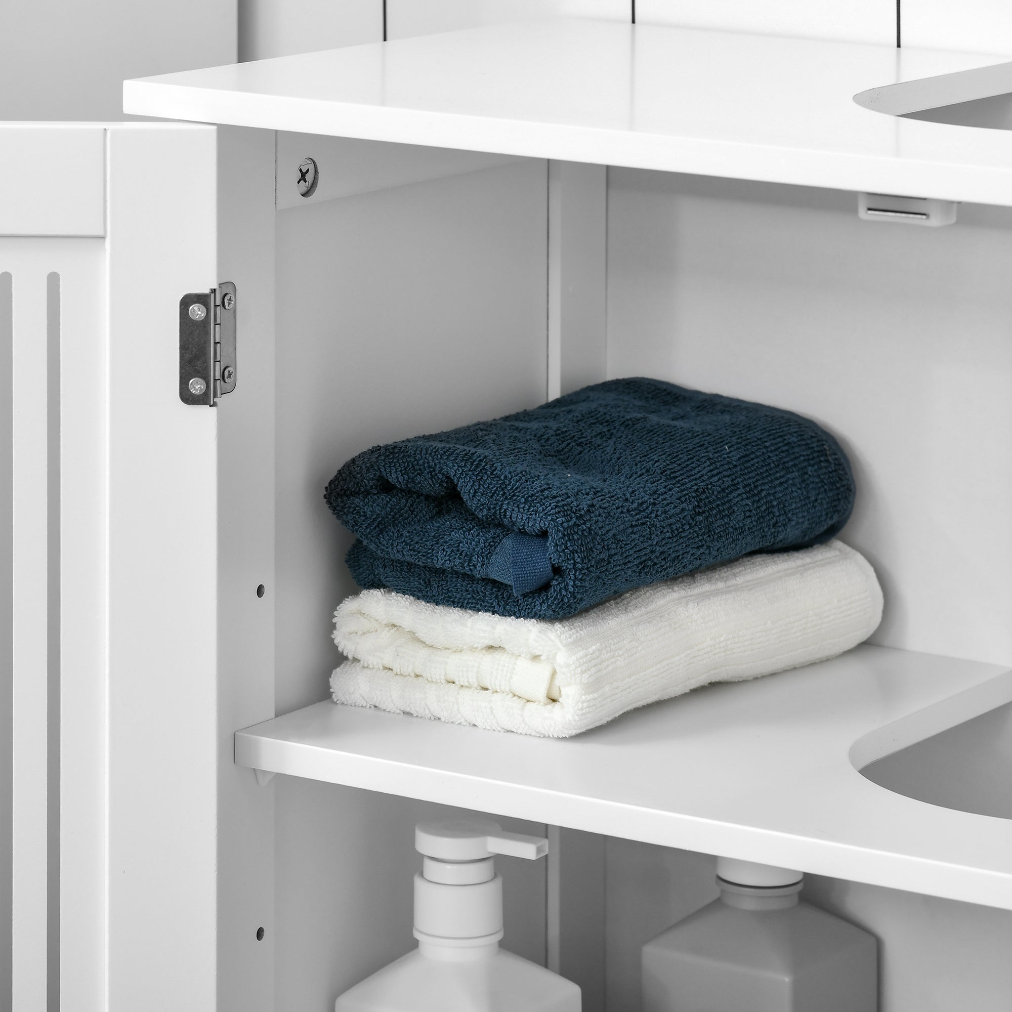 kleankin Modern Under Sink Cabinet with 2 Doors, Bathroom Vanity Unit, Pedestal Under Sink Design, Storage Cupboard with Adjustable Shelves, White 