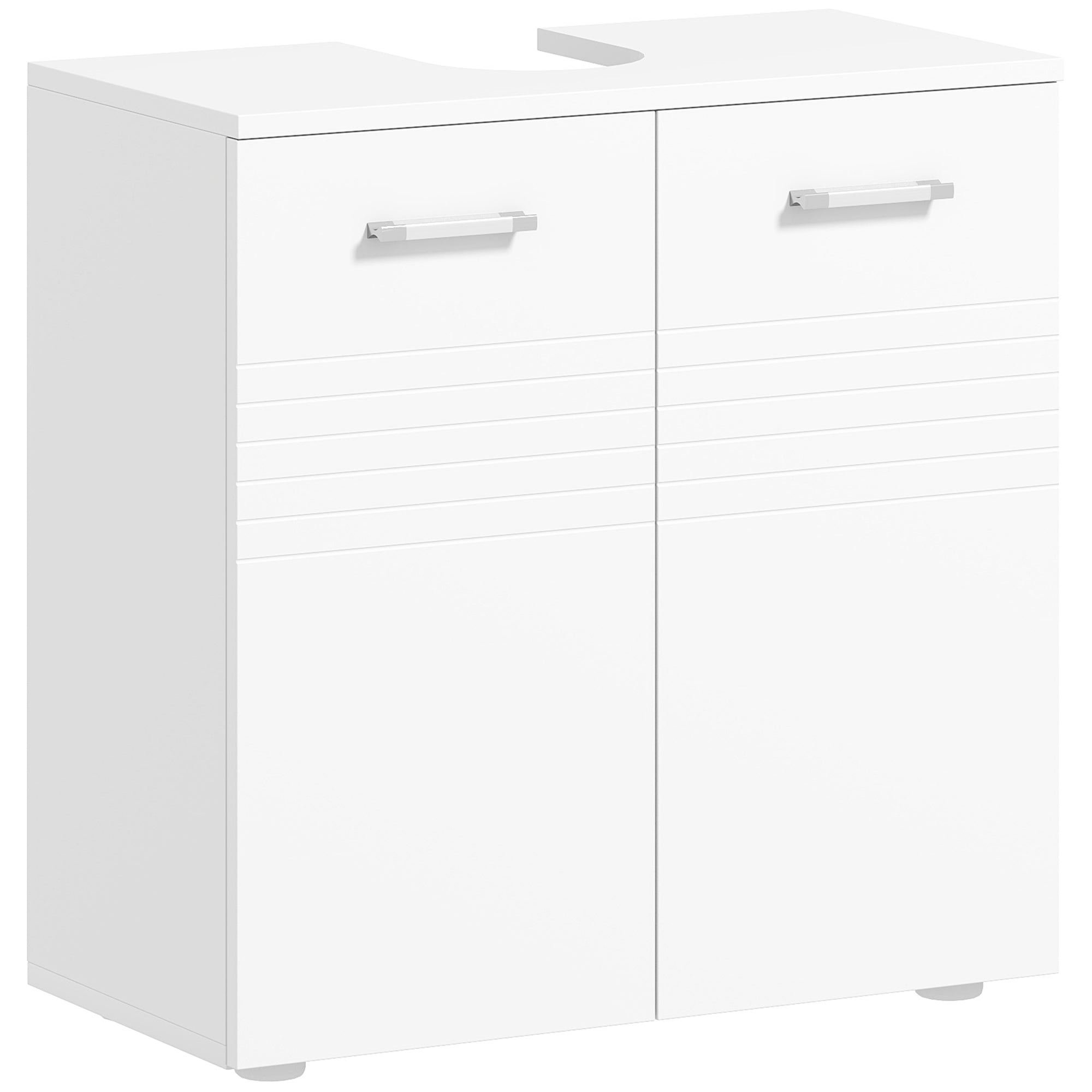 kleankin Under Sink Cabinet, Bathroom Vanity Unit, Pedestal Under Sink Design, Storage Cupboard with Adjustable Shelf, High Gloss, White 