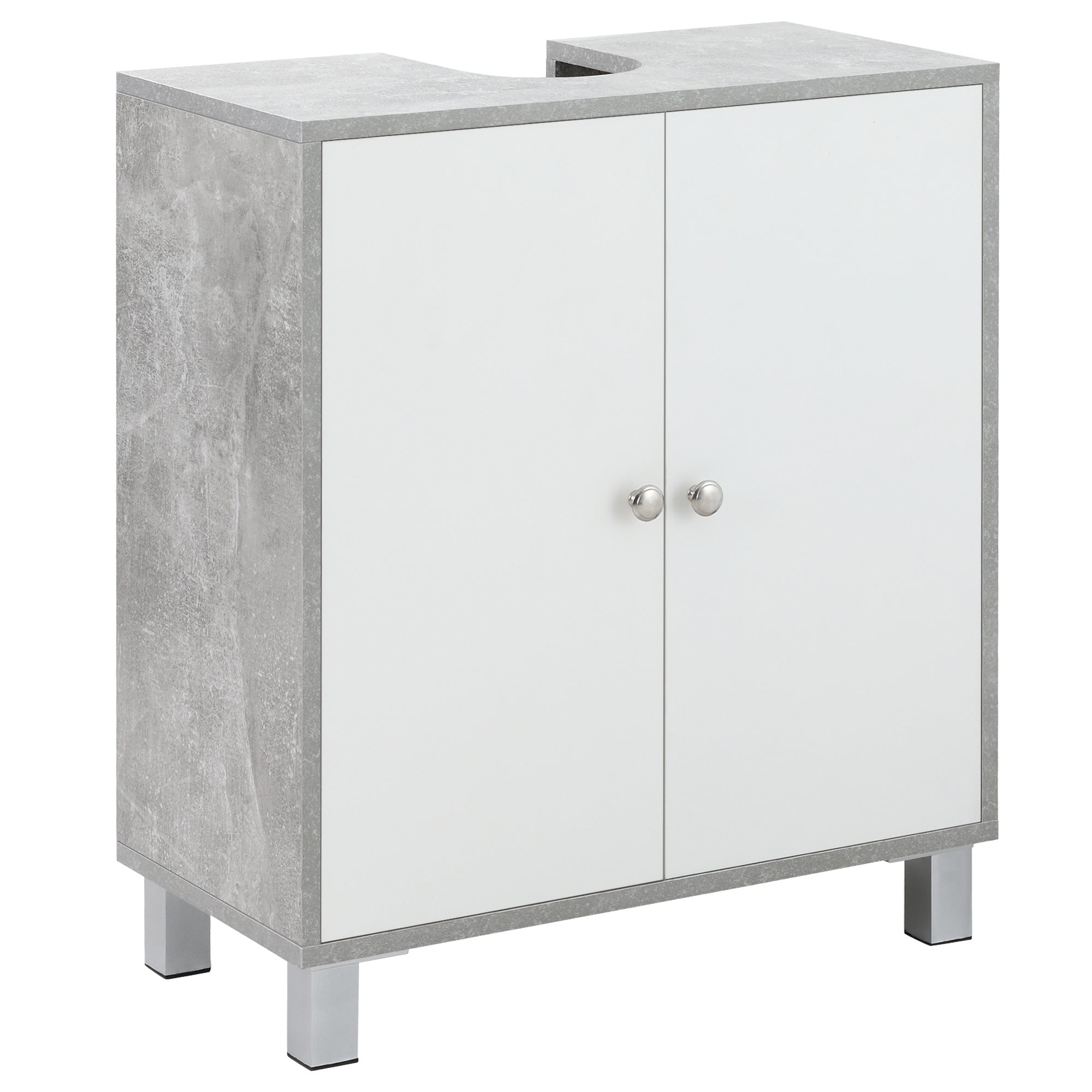 kleankin Under Sink Cabinet, Bathroom Vanity Unit, Pedestal Under Sink Design, Storage Cupboard with Adjustable Shelves, White and Grey 