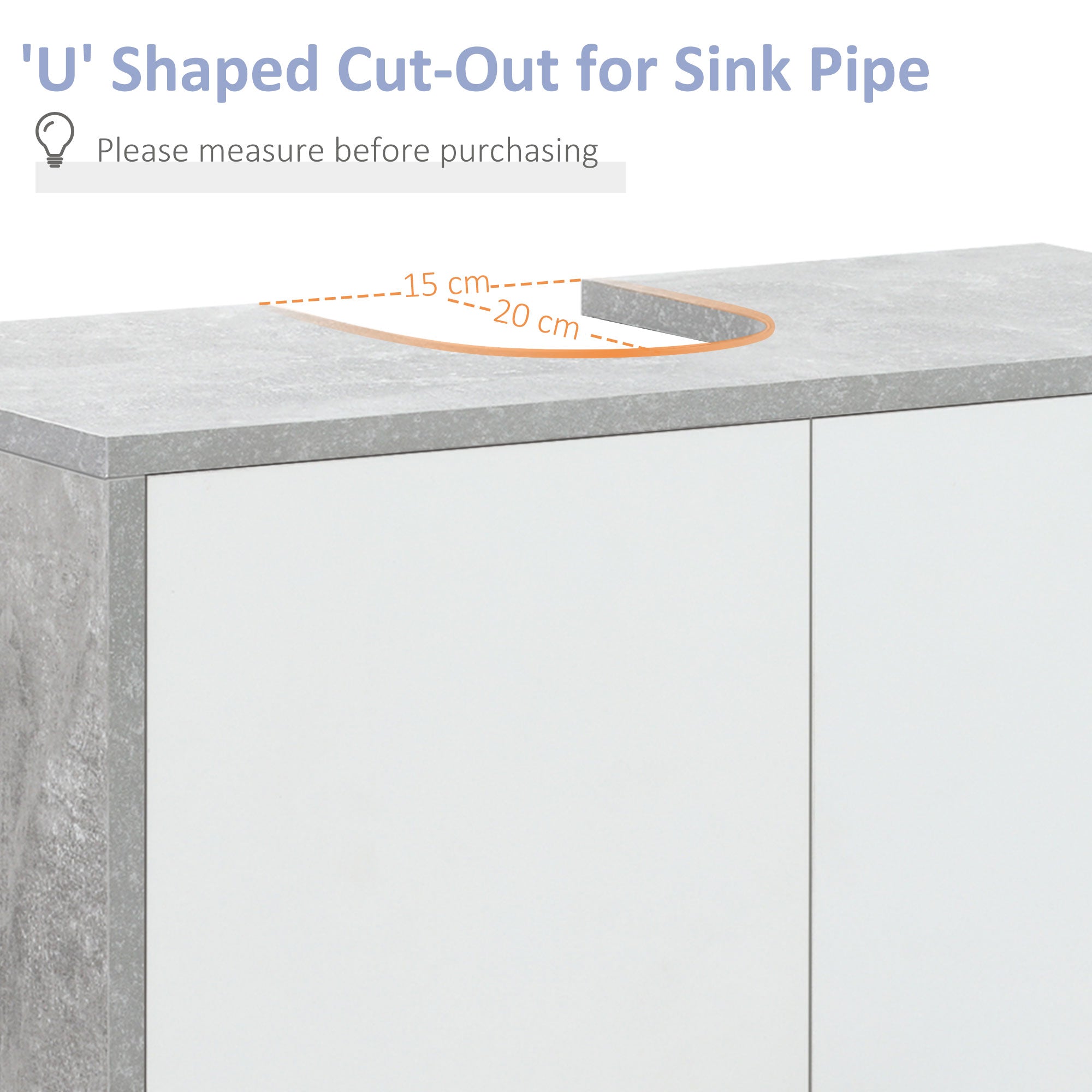 kleankin Under Sink Cabinet, Bathroom Vanity Unit, Pedestal Under Sink Design, Storage Cupboard with Adjustable Shelves, White and Grey 