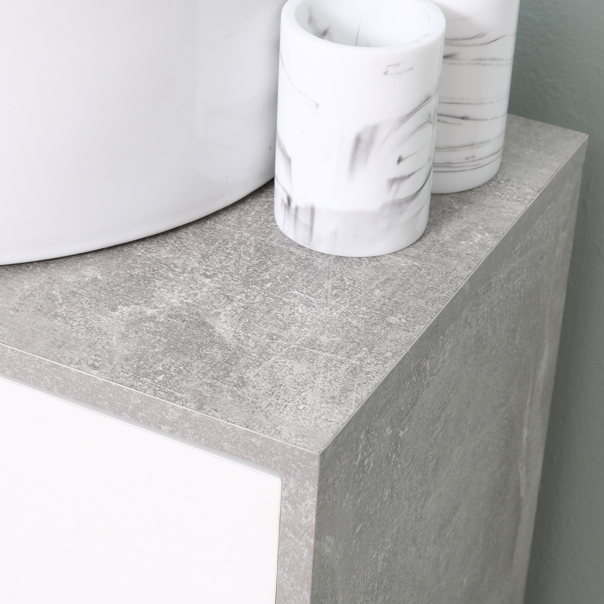 kleankin Under Sink Cabinet, Bathroom Vanity Unit, Pedestal Under Sink Design, Storage Cupboard with Adjustable Shelves, White and Grey 