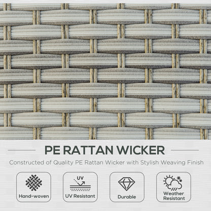 Outsunny 5-Seater Patio PE Rattan Corner Sofa Set, Outdoor Wicker Sectional Conversation Aluminum Frame Furniture Set w/ Padded Cushion, Tea Table with Ice Bucket, Light Grey