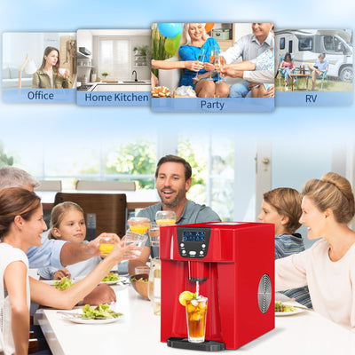 HOMCOM 3L Ice Maker Machine and Water Dispenser, 12kg in 24H, 2 Sizes 9 Ice Cubes Ready in 6-10 Mins Ice Machine, Red 