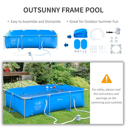 Outsunny Steel Frame Pool with Filter Pump, Filter Cartridge, Reinforced Sidewalls Rust Resistant Above Ground Swimming Pool 292 x 190 x 75cm, Blue 