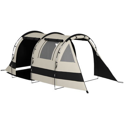 Outsunny Four Man, Two Room Blackout Tent, with Accessories - Khaki 