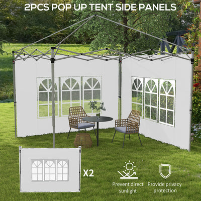 Outsunny Gazebo Side Panels, Sides Replacement with Window for 3x3(m) or 3x4m Pop Up Gazebo, 2 Pack, White 
