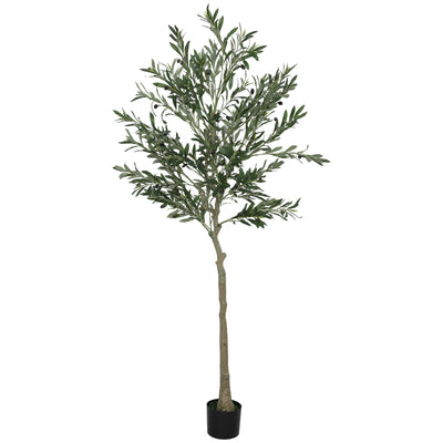 HOMCOM 6ft/ 180cm Decorative Artificial Plant, Silk Olive Tree with 900 Leaves and 40 Olive Fruits in Pot, Fake Plant for Home, Office, Living Room, Indoor Decor 