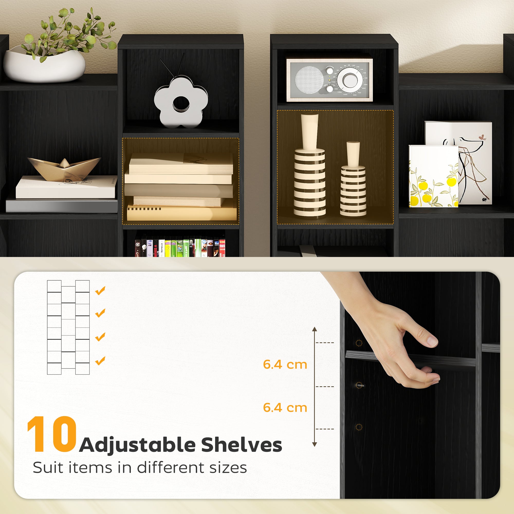 HOMCOM 21-Compartment Bookshelf - Black 