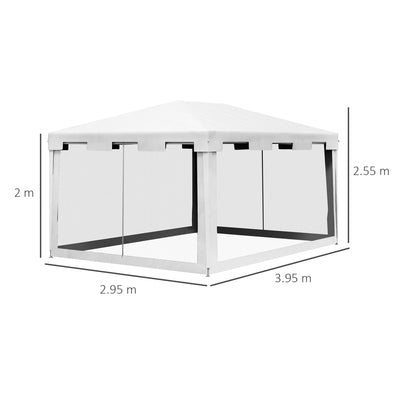Outsunny 4 x 3 m Party Tent Wedding Gazebo Outdoor Waterproof PE Canopy Shade with Panel 