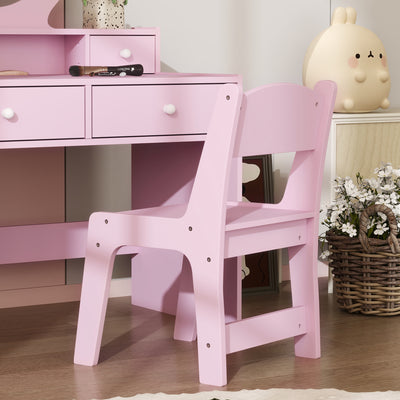 AIYAPLAY Kids Dressing Table Set Kids Make up Table with Stool and Mirror, Storage Drawers, Gift for Aged 3-8 
