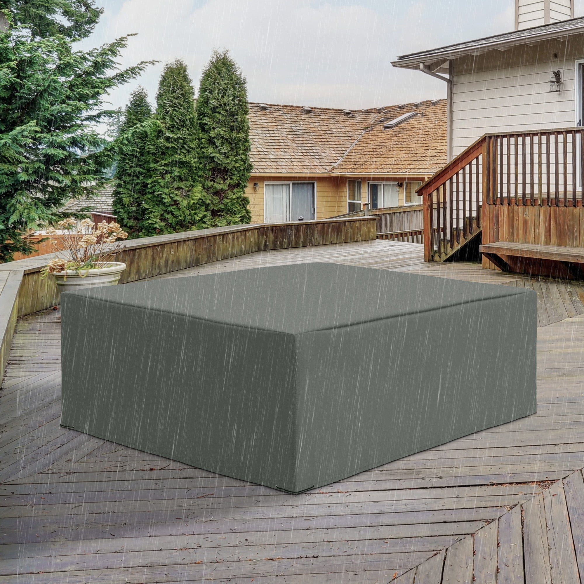 Outsunny 600D Oxford Outdoor Garden Furniture Sofa Set Cover, Waterproof Anti-UV Rattan Sun Lounger Protection Protector Cover, 275L x 205W x 90Hcm, Grey 