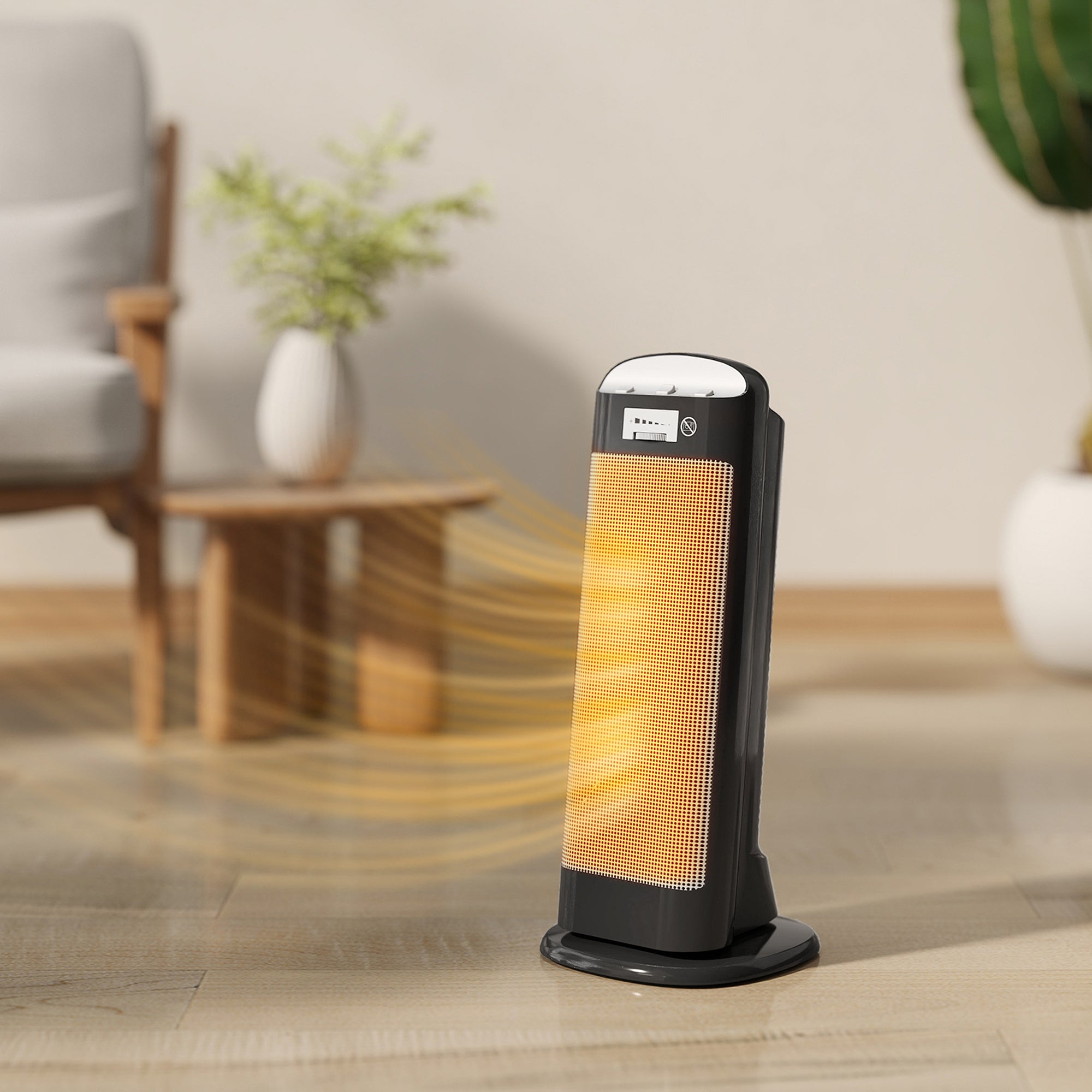HOMCOM Ceramic Space Heater, 2000W Fan Electric Heater with 4 Modes, Adjustable Thermostat, 55° Oscillation, Tip-Over and Overheat Protection for Bedroom, Home Office, Black 