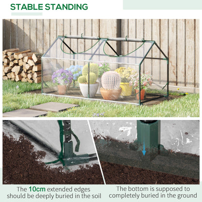 Outsunny Mini Greenhouse Portable Flower Planter Vegetable Grow House for Garden Backyard with Zipped Windows, 120 x 60 x 60 cm, Clear 
