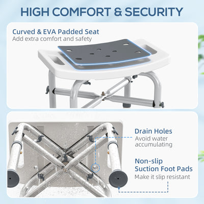 HOMCOM 44-51.5cm Aluminium Frame Shower/Bath Stool - Grey 