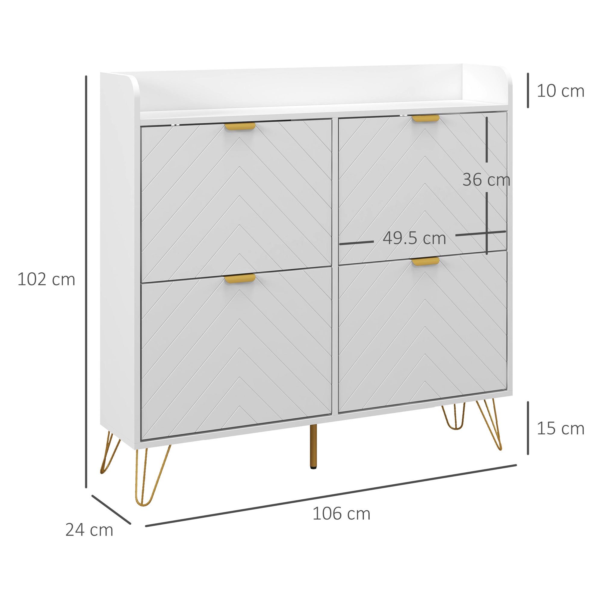HOMCOM Narrow Shoe Storage Cabinet, Slim Shoe Cupboard with 4 Flip Drawers, Adjustable Shelf, Shoe Rack for 16 Pairs of Shoes 