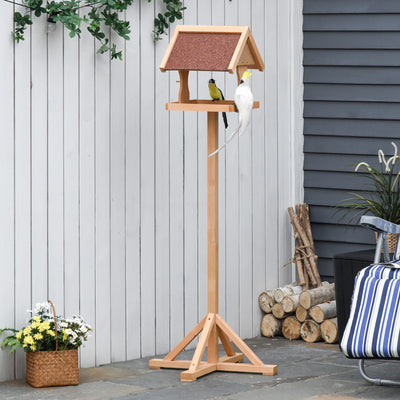 PawHut Wooden Bird Table Wild Bird Feeding Station Freestanding Feeder for Garden Outdoor 55 x 55 x 144cm 