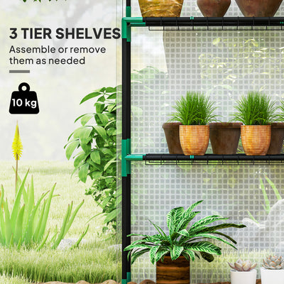 Outsunny 143 x 74cm Walk-In Greenhouse, with Shelves - White 