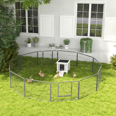 PawHut 12 Panels Heavy Duty Puppy Playpen, for Small Dogs, Indoor and Outdoor Use - Silver 