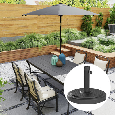 Outsunny 22kg Garden Parasol Base, Round HDPE Sun Umbrella Base, Heavy Duty Outdoor Umbrella Stand for 38mm or 48mm Outdoor Umbrella Poles, Black 