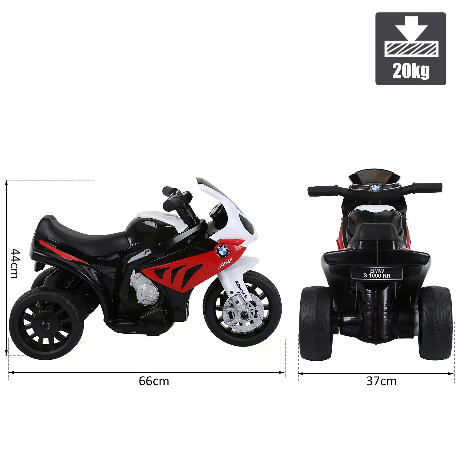 HOMCOM Electric Motorbike for Kids Ride on BMW Motorbike W/Headlights and Music, 6 V-Red 