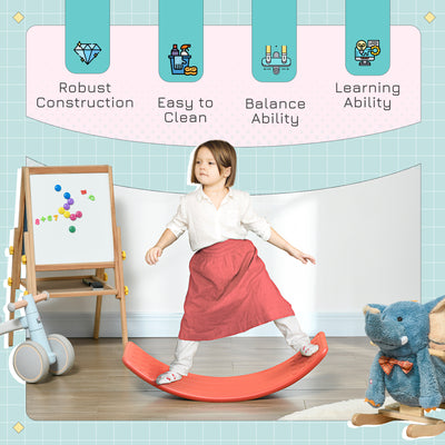 ZONEKIZ Balance Board Kids Wobble Board, Stepping Stone, Montessori Toy for Children, Nursery Toy, for Ages 3-6 Years, 82 x 27.5 x 19.5cm - Red 