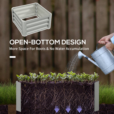 Outsunny Set of Two 60 x 60cm Steel Planter Boxes - Light Grey 