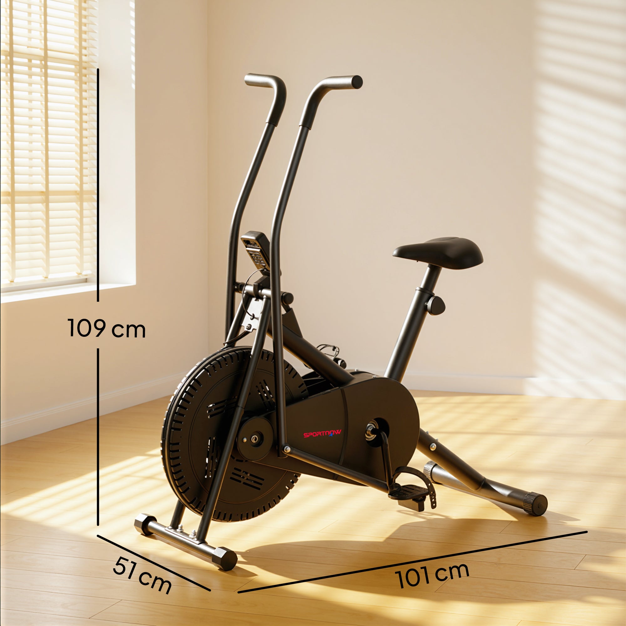 SPORTNOW Exercise Bike with Adjustable Seat, LCD Display for Home Gym 