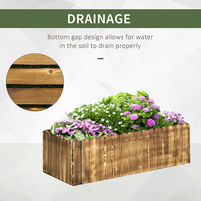 Outsunny 109L Raised Garden Bed, Wooden Rectangle Planter Box, Outdoor Herb Vegetable Flower Pot (100L x 40W x 30H cm) 
