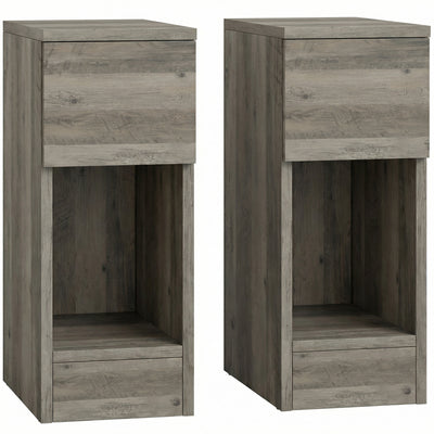 HOMCOM Set of Two Modern Storage Bedside Tables - Grey 