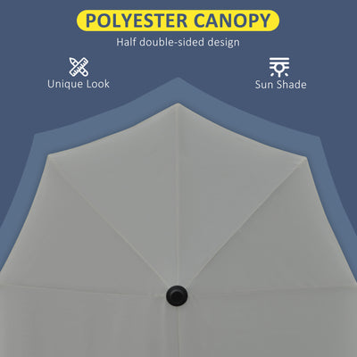 Outsunny 2m Half Parasol Market Umbrella Garden Balcony Parasol with Crank Handle, Base, Double-Sided Canopy, Dark Grey 