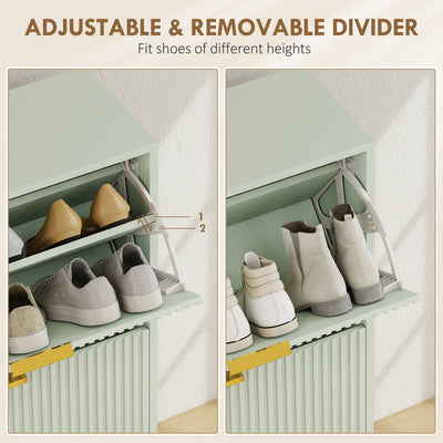 HOMCOM Elegant Two-Drawer Shoe Cabinet - Light Green