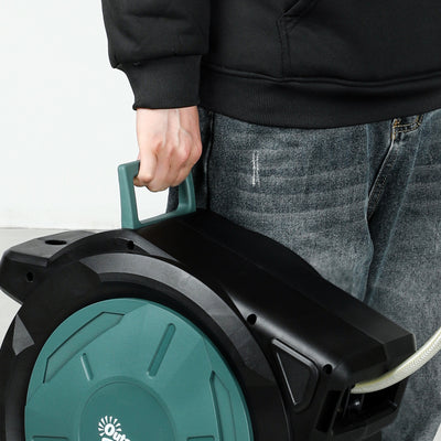 Outsunny Retractable Hose Reel Wall Mounted, 30+2m Garden Hose Pipe Reel with Lock, Auto Rewind, 7 in 1 Spray Nozzle, Includes Wall Fixings, 180° Swivel, Outdoor Watering, 59 x 23 x 42 cm, Green 