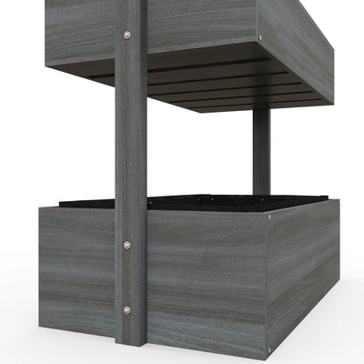 Outsunny Four-Tier Basket Wooden Plant Stand - Grey 
