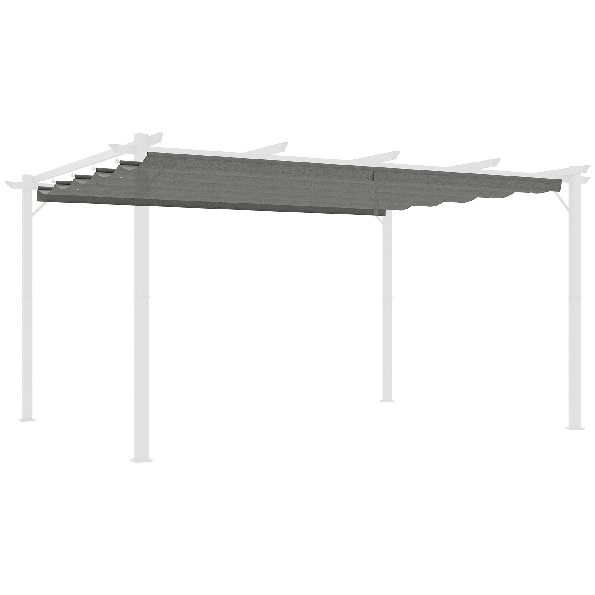Outsunny Retractable Pergola Shade Cover, Replacement Canopy for 4 x 3 (m) Pergola, Retractable Roof, Light Grey 
