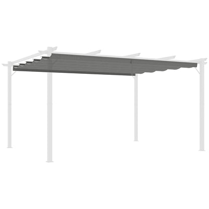 Outsunny Retractable Pergola Shade Cover, Replacement Canopy for 4 x 3 (m) Pergola, Retractable Roof, Light Grey 