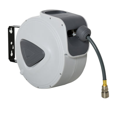 DURHAND Retractable Air Hose Reel 15m+ 140cm Hose Diameter 3/ 8" 9.5mm, Hose Connector 1/ 4" BSP, Wall Mount Auto Rewind Hose- Reel 