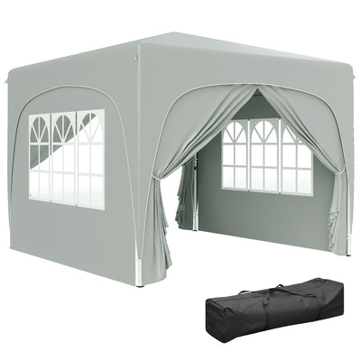 Outsunny 3 x 3m Pop-Up Gazebo Shelter, with Accessories - Light Grey 