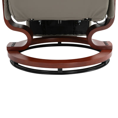 HOMCOM Manual Recliner Chair Armchair Sofa with Faux Leather Upholstered Wooden Base for Living Room Bedroom, Grey 