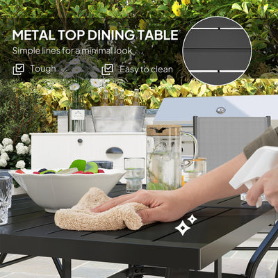 Outsunny Seven-Piece Steel Outdoor Dining Set, with Parasol Hole - Grey 
