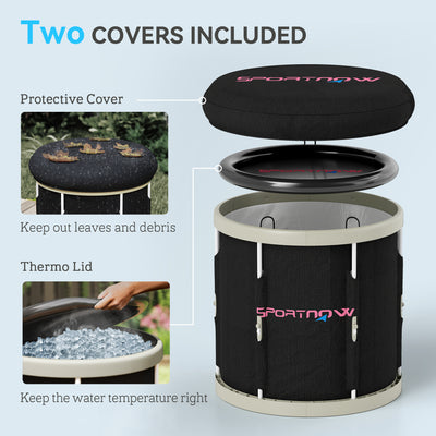 SPORTNOW Ice Bath Tub Outdoor, 210L Portable Cold Water Therapy Tub, Recovery Cold Plunge Pool with Lid, Cover and Carry Bag for Athletes, Black 