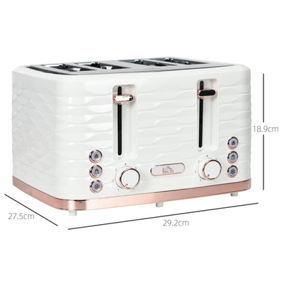 HOMCOM Four-Slice Rippled Toaster - White 