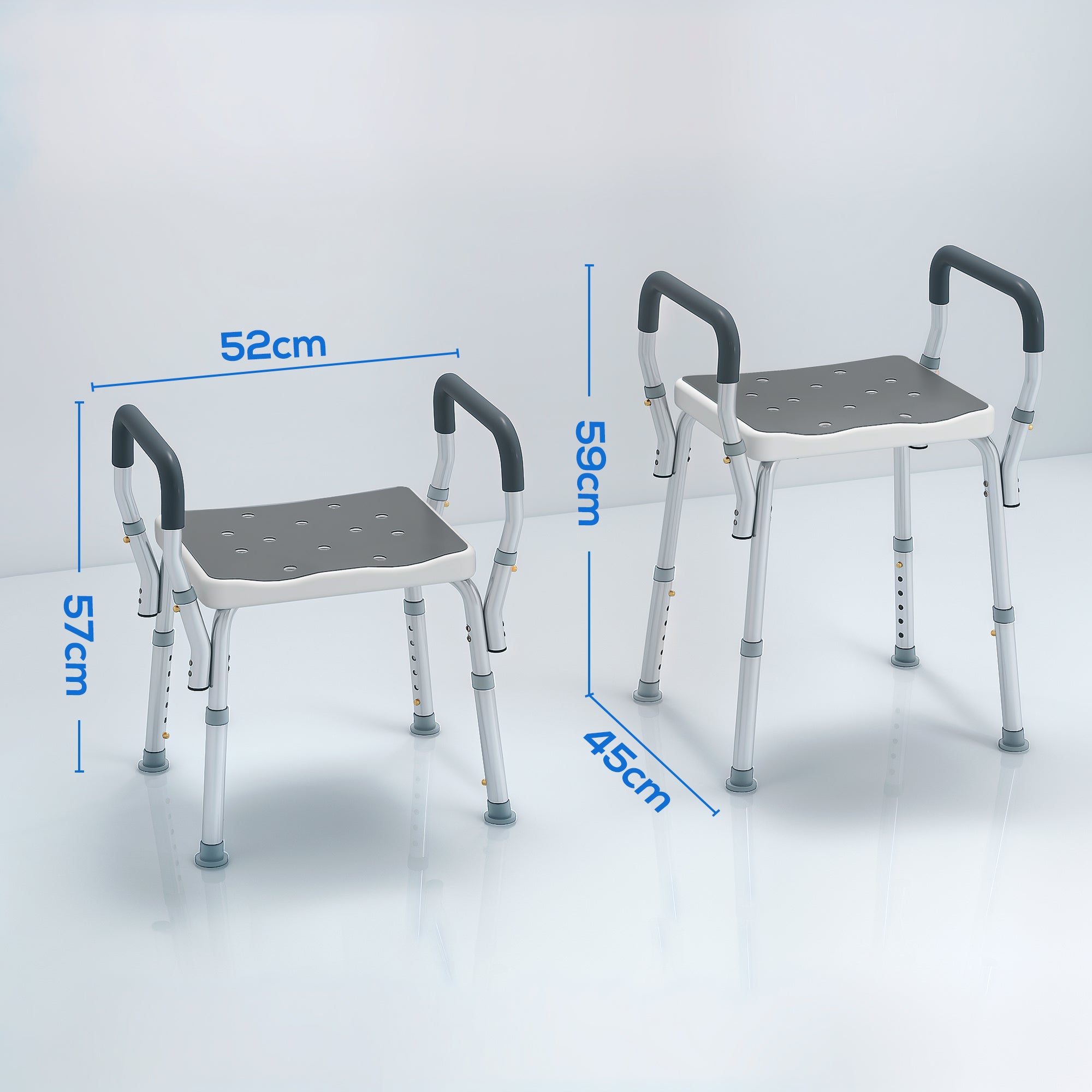 HOMCOM 57-69cm Aluminium Frame Bath Seat 