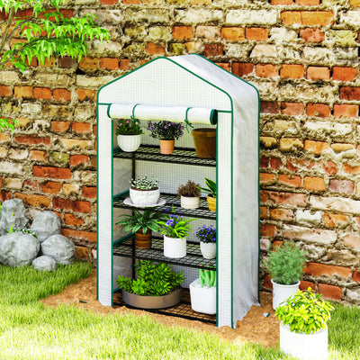 Outsunny Four-Tier Mini Greenhouse, with Reinforced Plastic Cover 