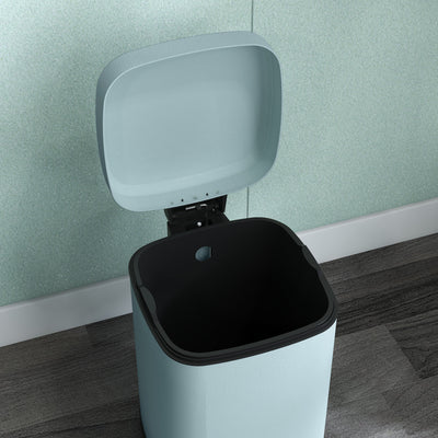 HOMCOM 12L Modern Boxy Metal Home Kitchen Bin - Light Green 
