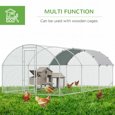 PawHut Galvanised Chicken Coop Hen House w/ Cover 5.7 x 2.8 x 2m 