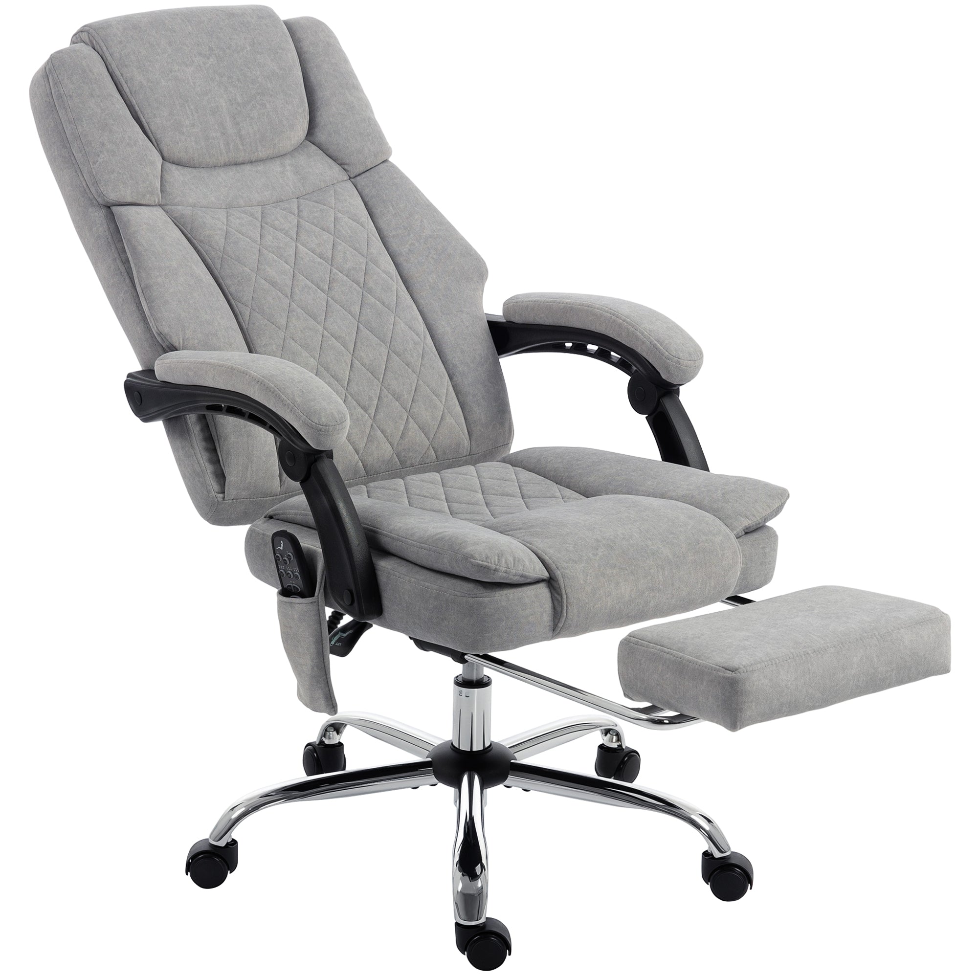 HOMCOM Office Chair with 6-Point Vibration Massage and Heat, Executive Computer Desk Chair with High Back, Reclining, Grey 